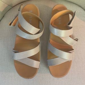 violet grey wrap around sandals